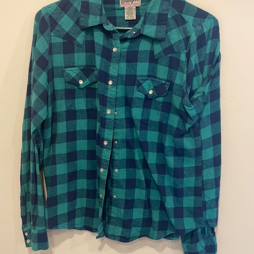 Vintage wrangler pearl snap flannel